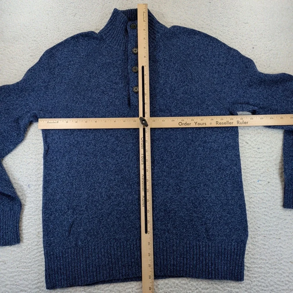 Banana Republic Mens Blue Merino Wool Blend Mock Neck Button Sweater Size M